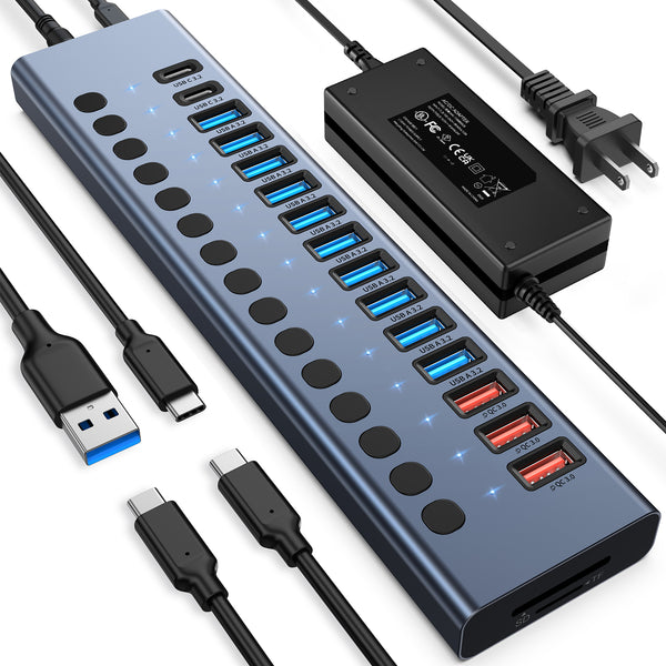 VANGREE 17-in-1 Powered USB Hub (V02001 Gray)